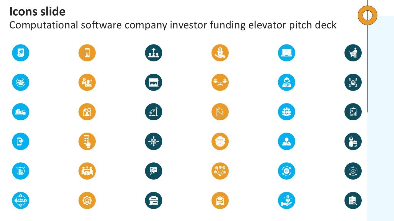 Icons Slide Computational Software Company Investor Funding Ppt Template