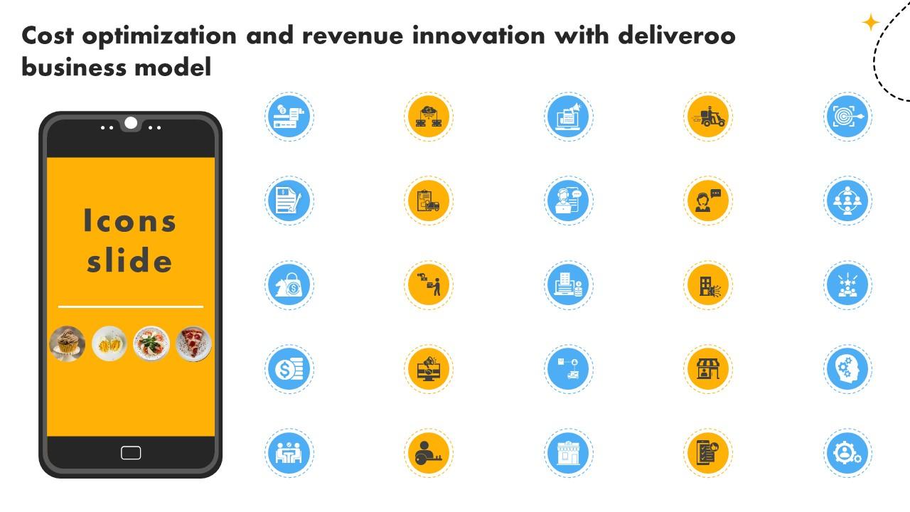 Icons Slide Cost Optimization And Revenue Innovation With Deliveroo Business Model BMC SS V