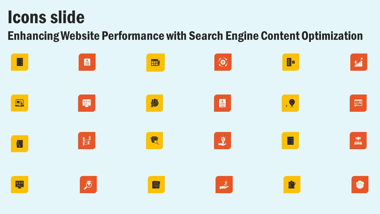 Icons Slide Enhancing Website Performance With Search Engine Content Optimization Designs Pdf