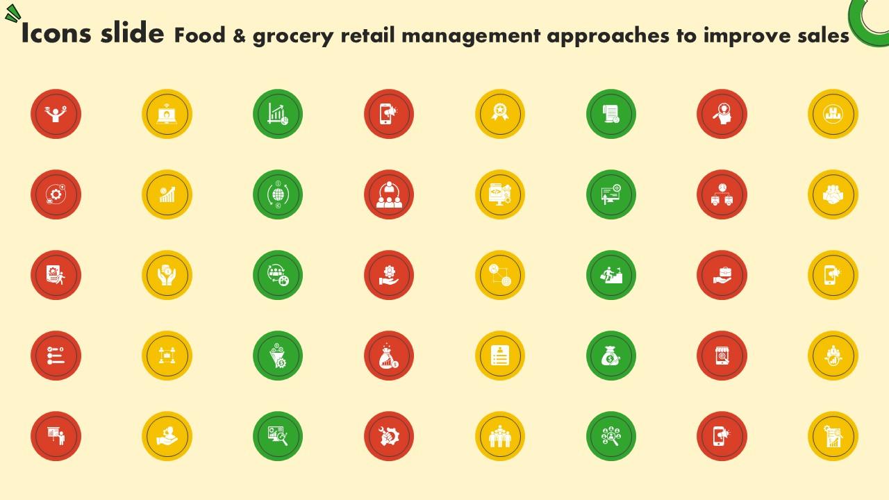 Icons Slide Food And Grocery Retail Management Approaches To Improve Sales Ppt Sample