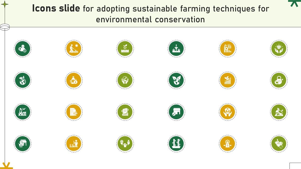 Icons Slide For Adopting Sustainable Farming Techniques For Environmental Conservation
