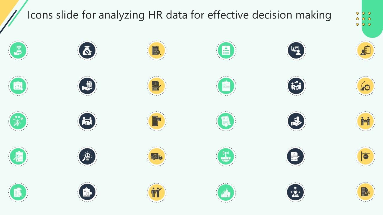 Icons Slide For Analyzing Hr Data For Effective Decision Making