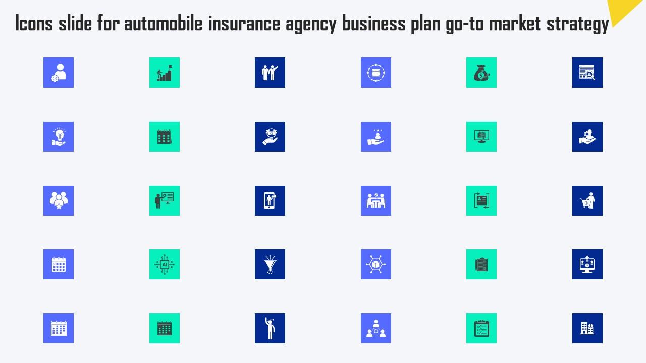Icons Slide For Automobile Insurance Agency Business Plan Go To Market Strategy Information Pdf