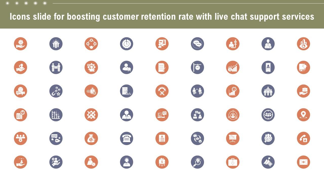 Icons Slide For Boosting Customer Retention Rate With Live Chat Support Services