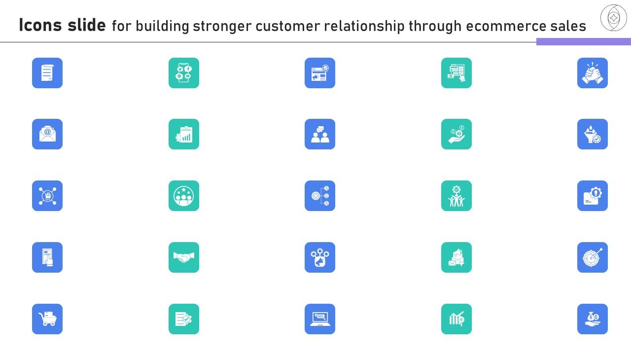 Icons Slide For Building Stronger Customer Relationship Through Ecommerce Sales SA SS V