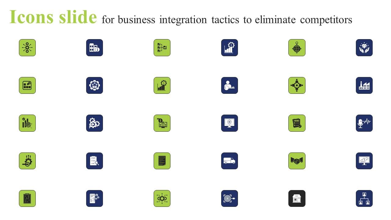 Icons Slide For Business Integration Tactics To Eliminate Competitors Mockup Pdf