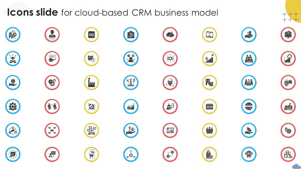 Icons Slide For Cloud Based CRM Business Model BMC SS V
