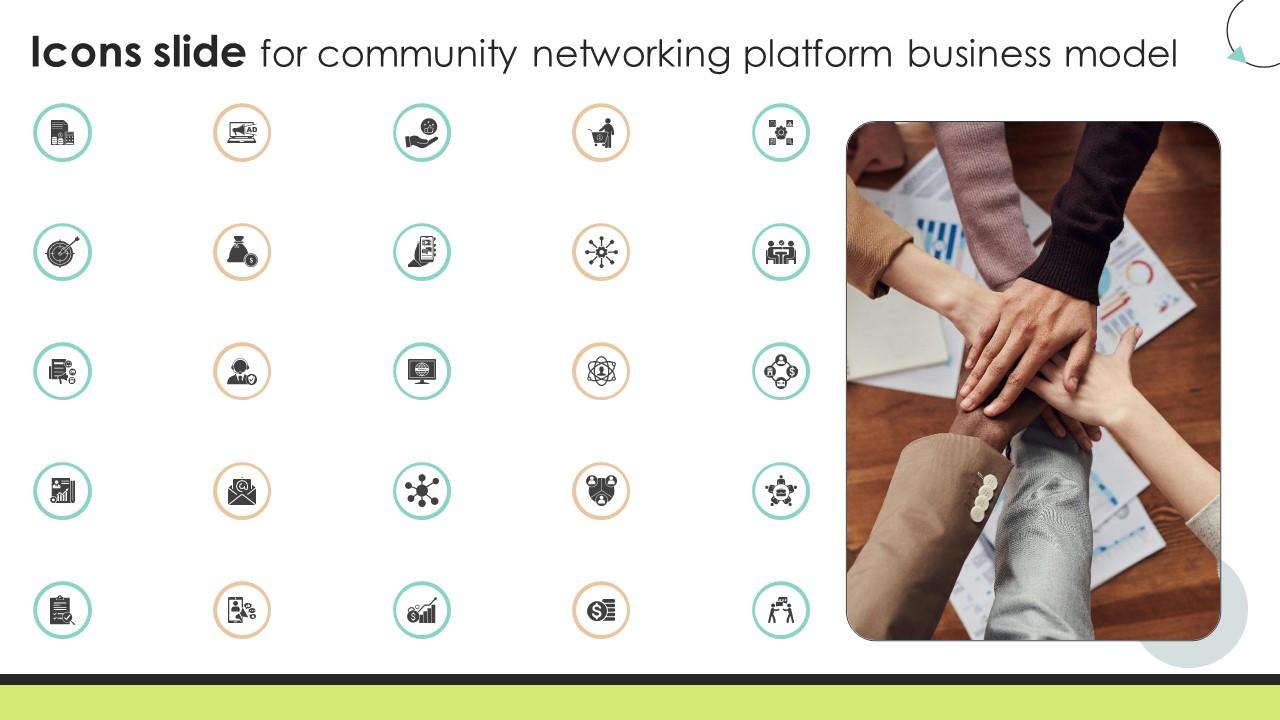 Icons Slide For Community Networking Platform Business Model