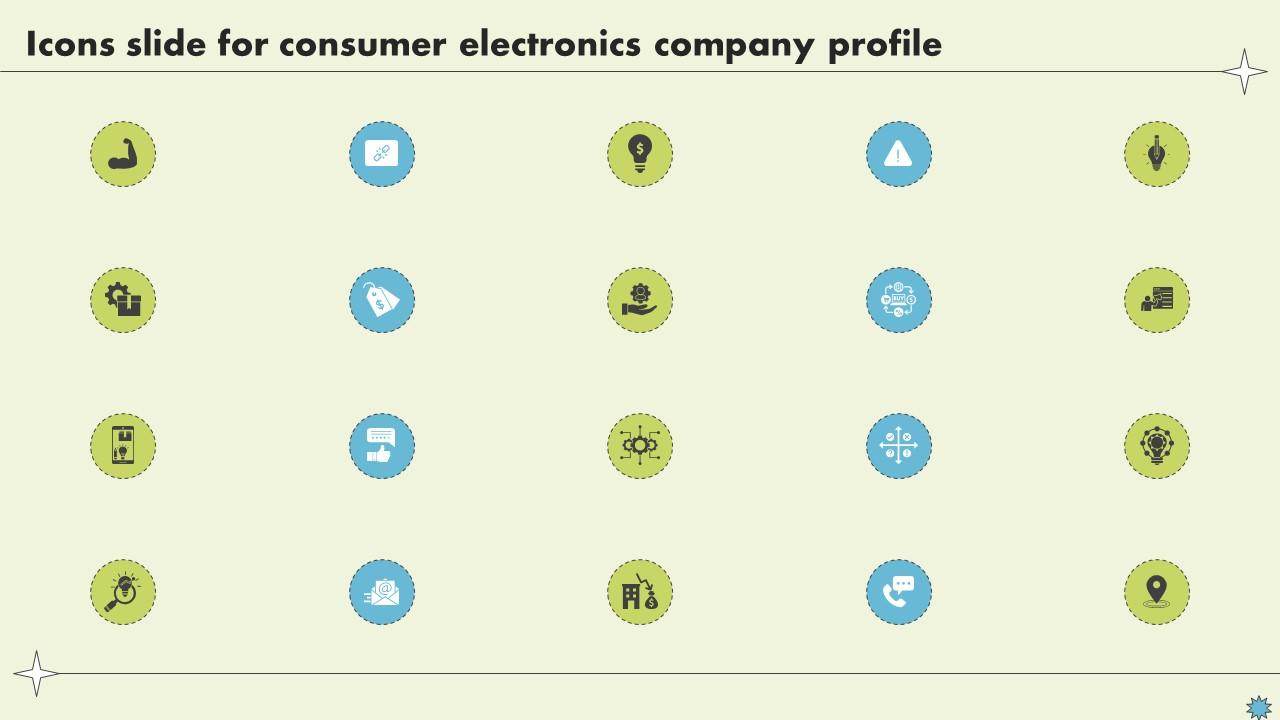 Icons Slide For Consumer Electronics Company Profile CP SS V