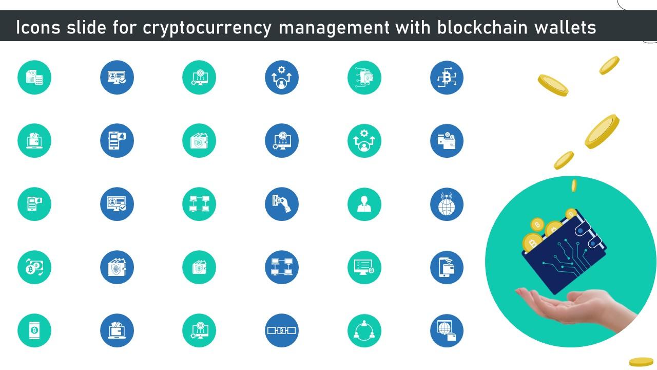 Icons Slide For Cryptocurrency Management With Blockchain Wallets