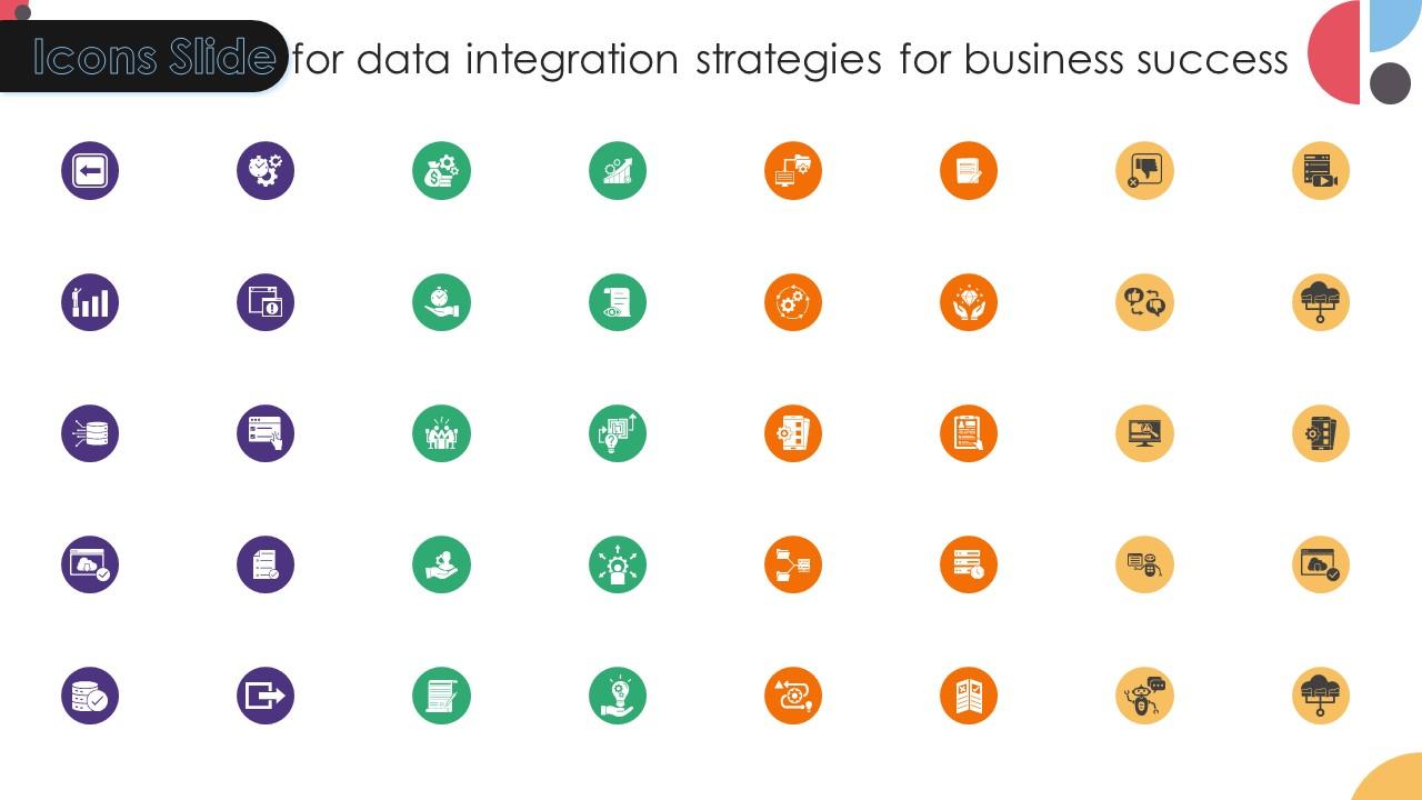 Icons Slide For Data Integration Strategies For Business Success