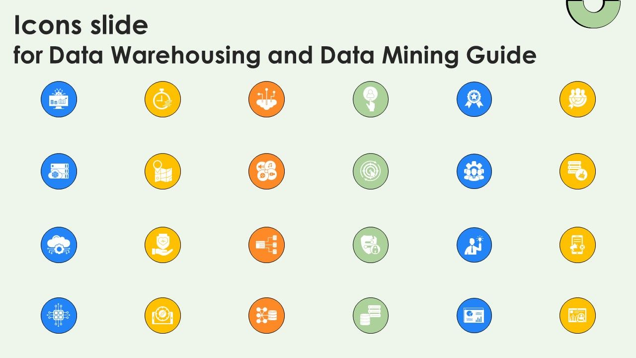 Icons Slide For Data Warehousing And Data Mining Guide AI SS V