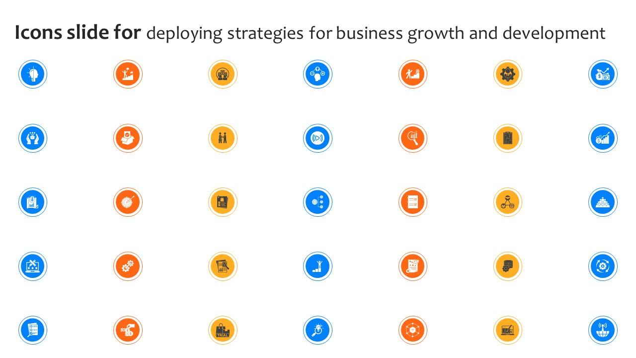Icons Slide For Deploying Strategies For Business Growth And Development Strategy SS V