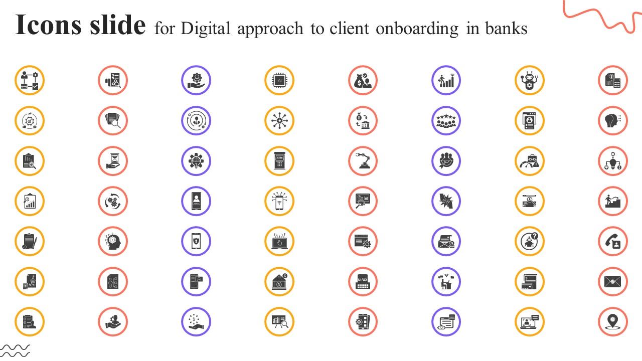 Icons Slide For Digital Approach To Client Onboarding In Banks