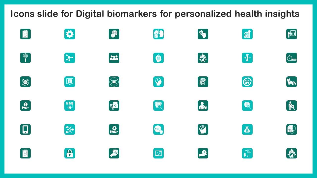 Icons Slide For Digital Biomarkers For Personalized Health Insights Information Pdf
