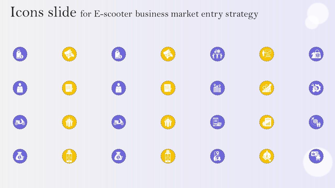 Icons Slide For E Scooter Business Market Entry Strategy