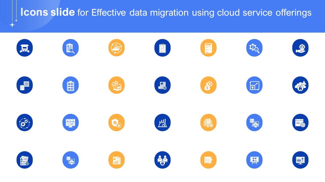 Icons Slide For Effective Data Migration Using Cloud Service Offerings