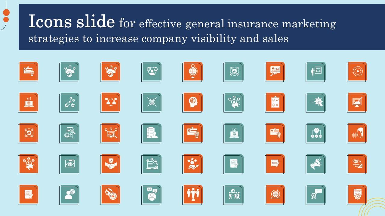 Icons Slide For Effective General Insurance Marketing Strategies Increase Company Visibility Sales Slides Pdf