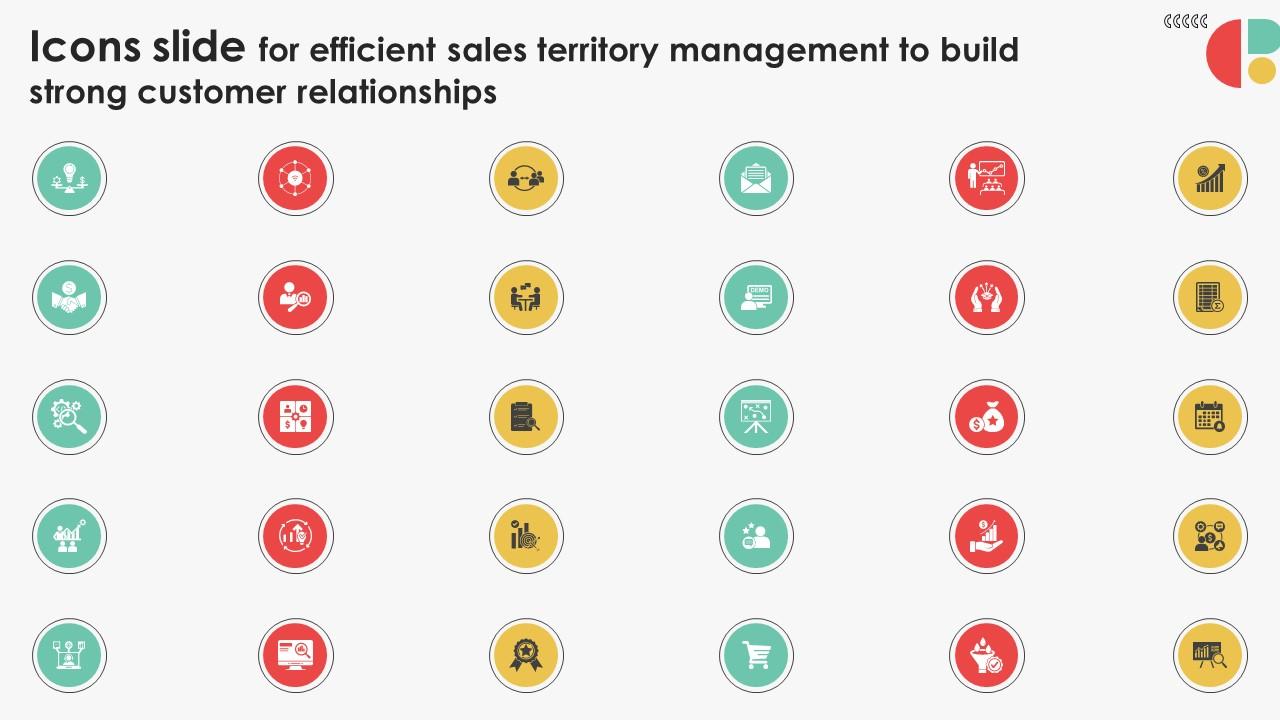 Icons Slide For Efficient Sales Territory Management To Build Strong Customer Relationships SA SS V