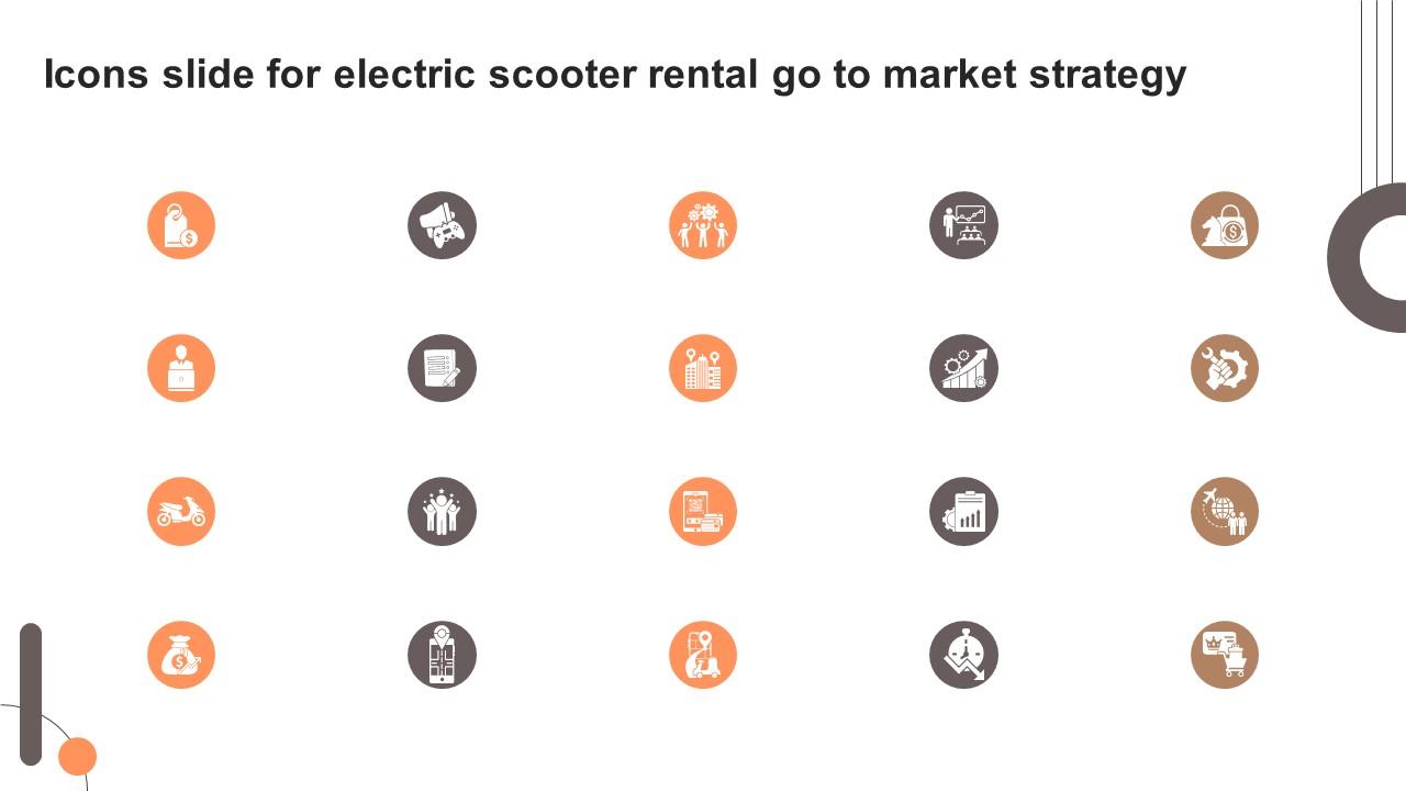 Icons Slide For Electric Scooter Rental Go To Market Strategy GTM SS V