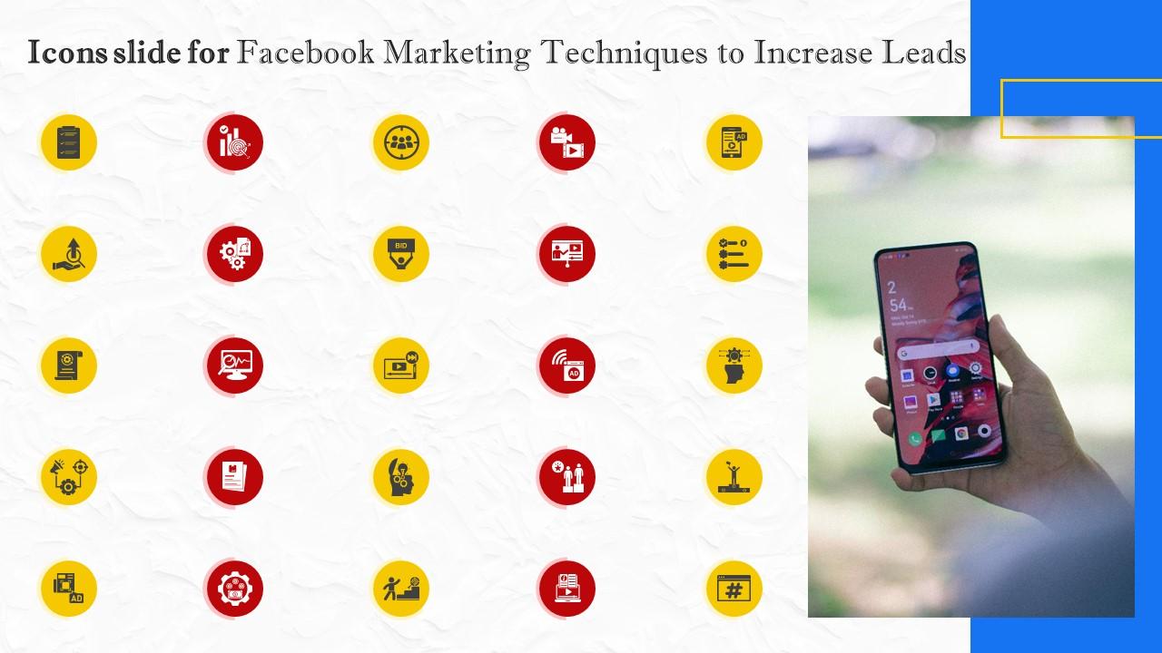 Icons Slide For Facebook Marketing Techniques To Increase Leads Strategy SS V