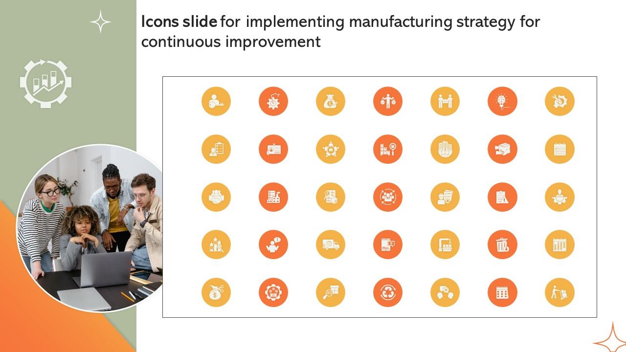 Icons Slide For Implementing Manufacturing Strategy For Continuous Improvement SS V