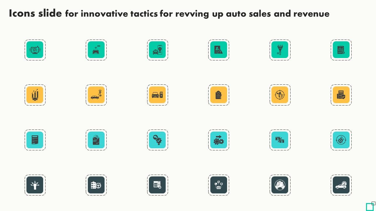 Icons Slide For Innovative Tactics For Revving Up And Revenue Strategy SS