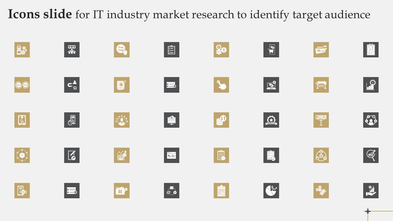 Icons Slide For IT Industry Market Research To Identify Target Audience Summary Pdf
