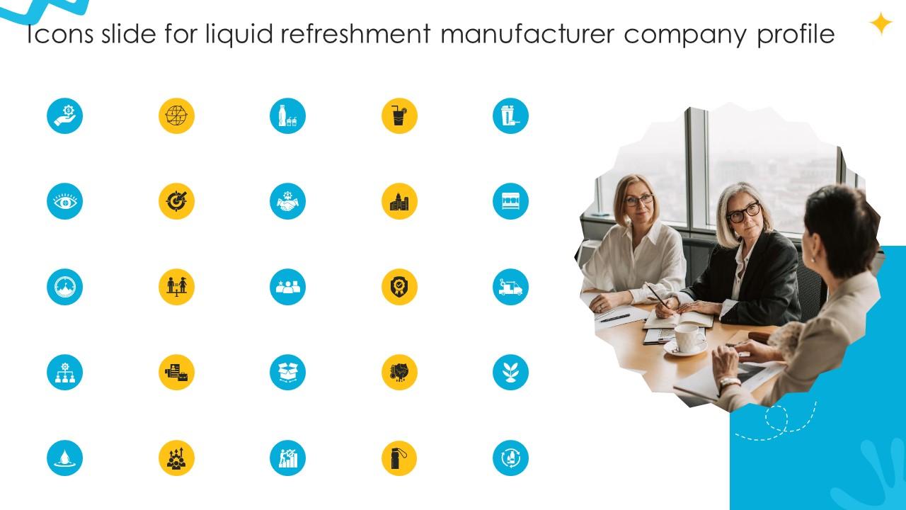 Icons Slide For Liquid Refreshment Manufacturer Company Profile Ppt Powerpoint CP SS V