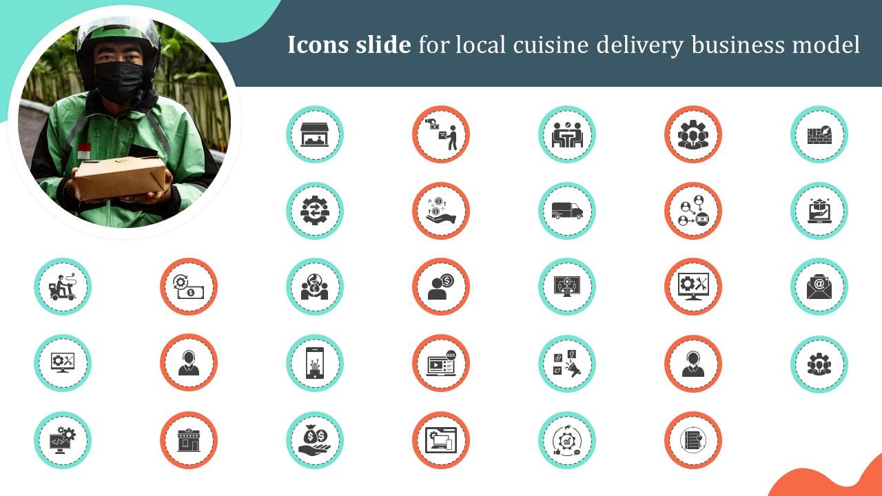 Icons Slide For Local Cuisine Delivery Business Model BMC SS V
