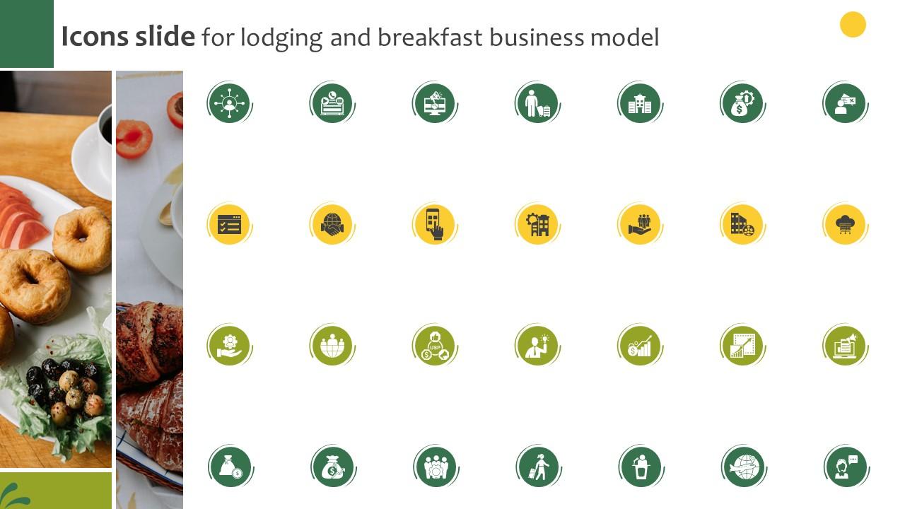 Icons Slide For Lodging And Breakfast Business Model BMC SS V