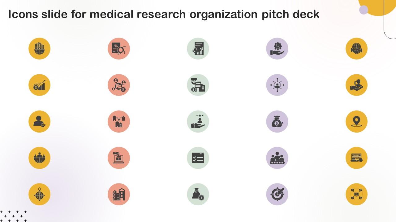 Icons Slide For Medical Research Organization Pitch Deck