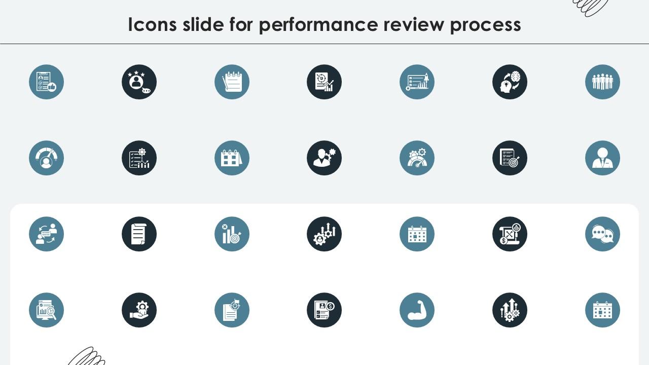 Icons Slide For Performance Review Process PPT Example SS