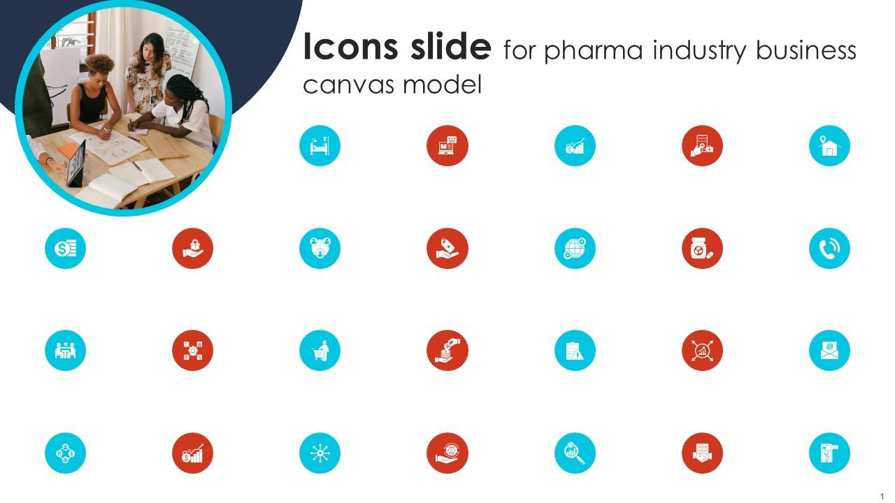 Icons Slide For Pharma Industry Business Canvas Model BMC SS V