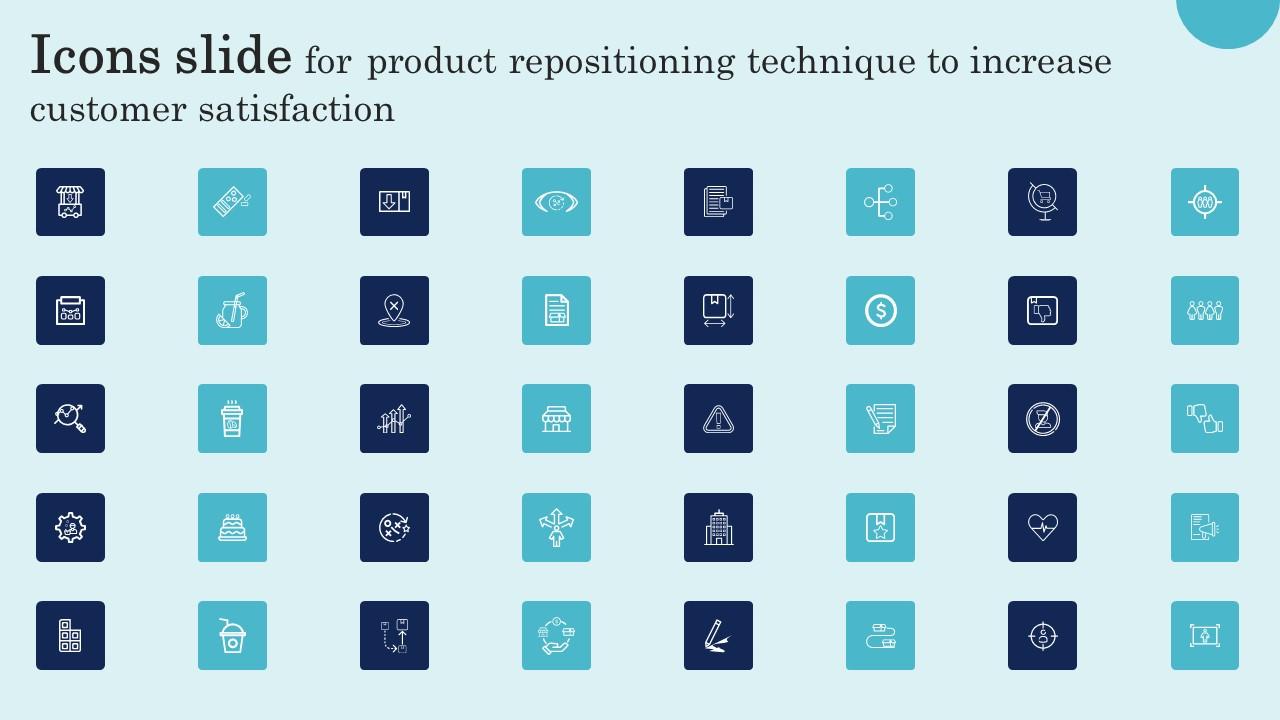 Icons Slide For Product Repositioning Technique To Increase Customer Satisfaction Microsoft Pdf