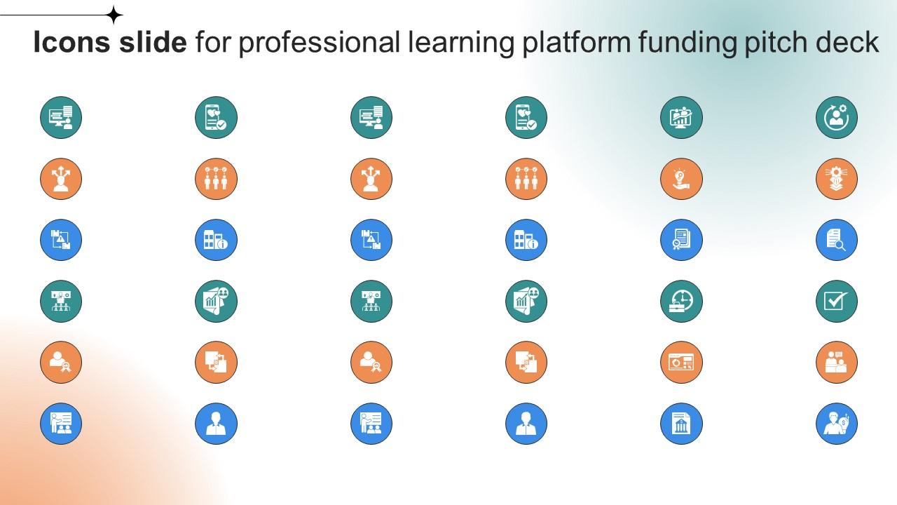 Icons Slide For Professional Learning Platform Funding Pitch Deck
