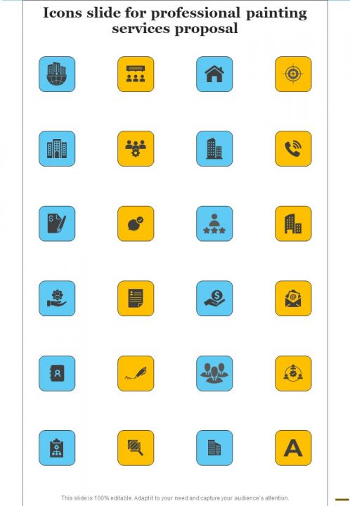 Icons Slide For Professional Painting Services Proposal One Pager Sample Example Document Slide01