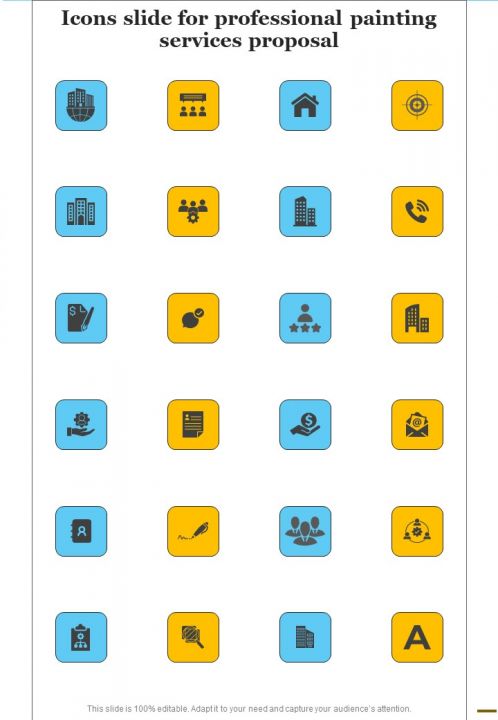 Icons Slide For Professional Painting Services Proposal One Pager Sample Example Document