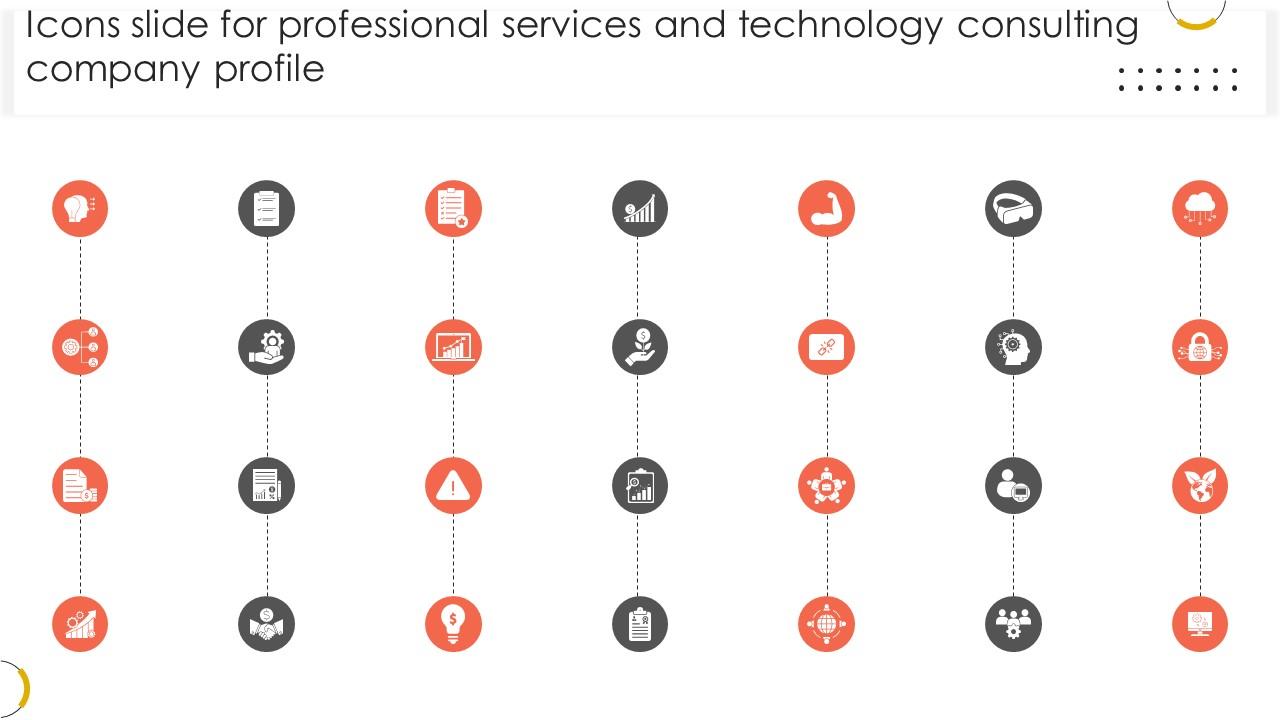 Icons Slide For Professional Services And Technology Consulting Company Profile Ppt Example CP SS V