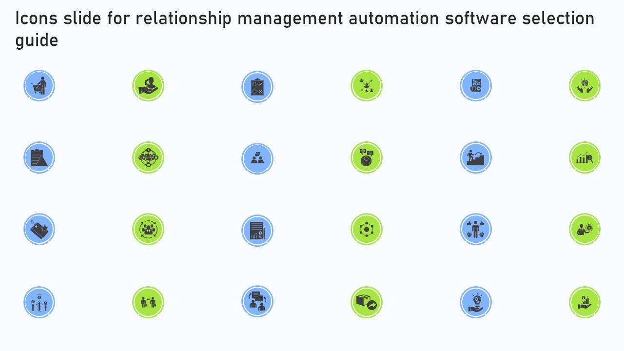 Icons Slide For Relationship Management Automation Software Selection Guide