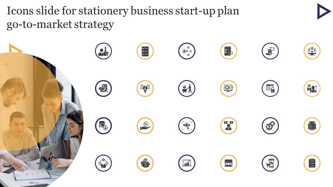 Icons Slide For Stationery Business Start Up Plan Go To Market Strategy Rules Pdf