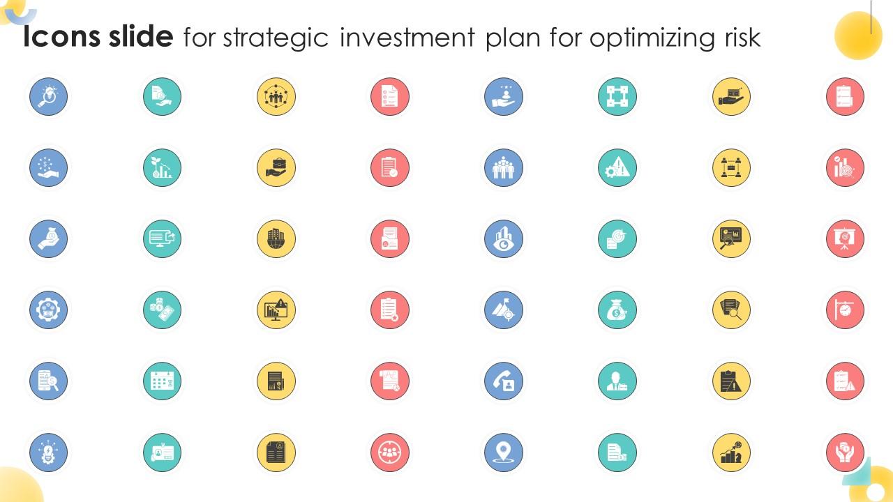 Icons Slide For Strategic Investment Plan For Optimizing Risk SS V