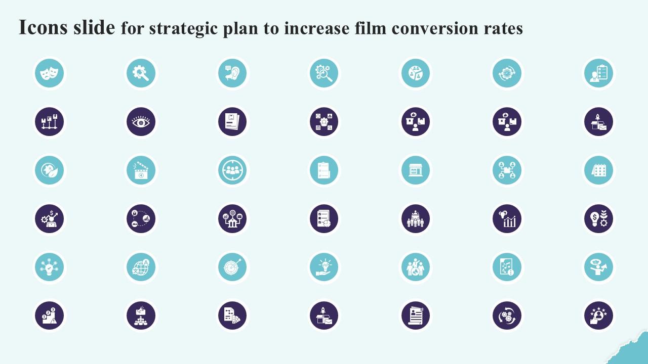 Icons Slide For Strategic Plan To Increase Film Conversion Rates Ppt Powerpoint Strategy SS V