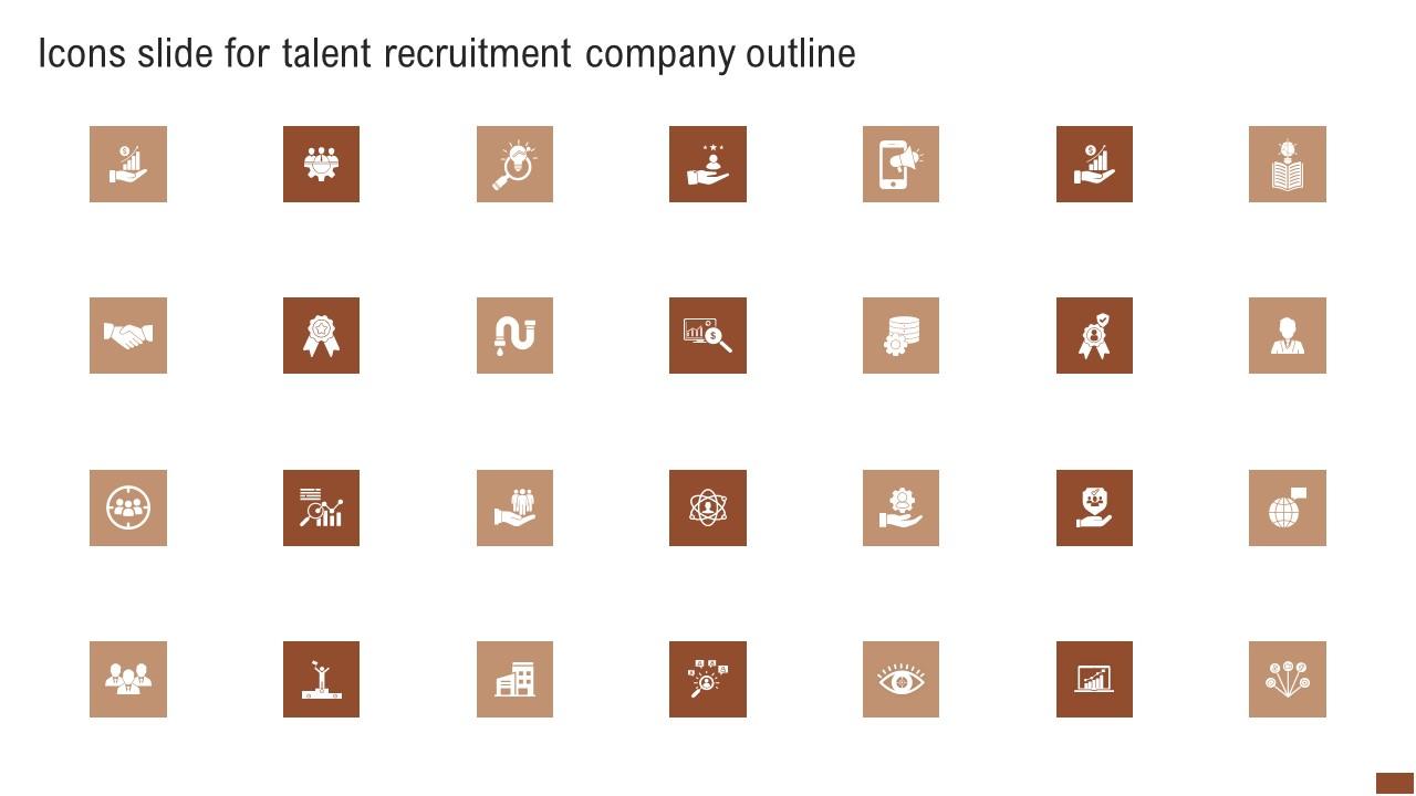 Icons Slide For Talent Recruitment Company Outline Sample Pdf