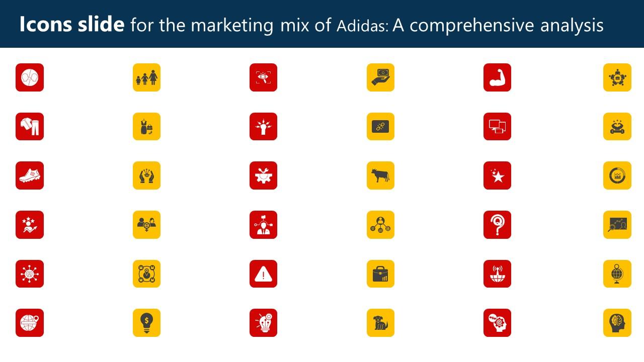 Icons Slide For The Marketing Mix Of Adidas A Comprehensive Analysis Strategy SS V