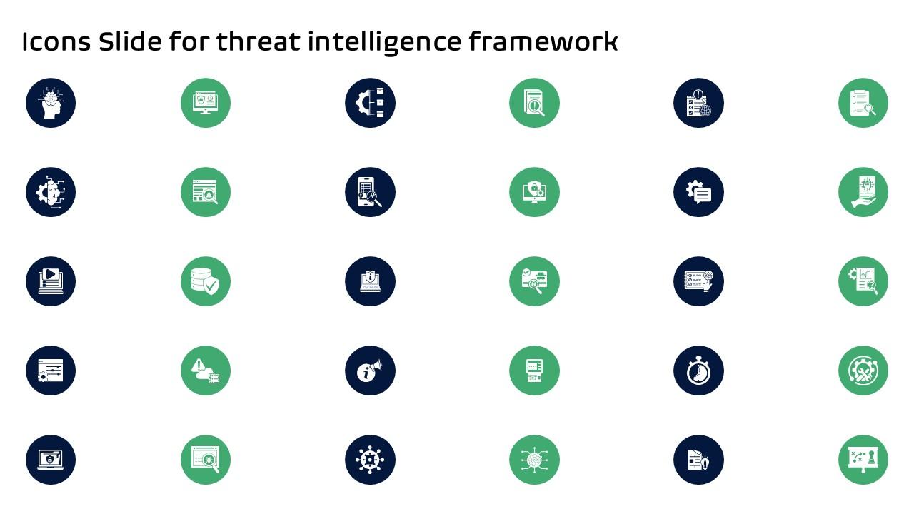 Icons Slide For Threat Intelligence Framework Threat Intelligence Ppt Sample