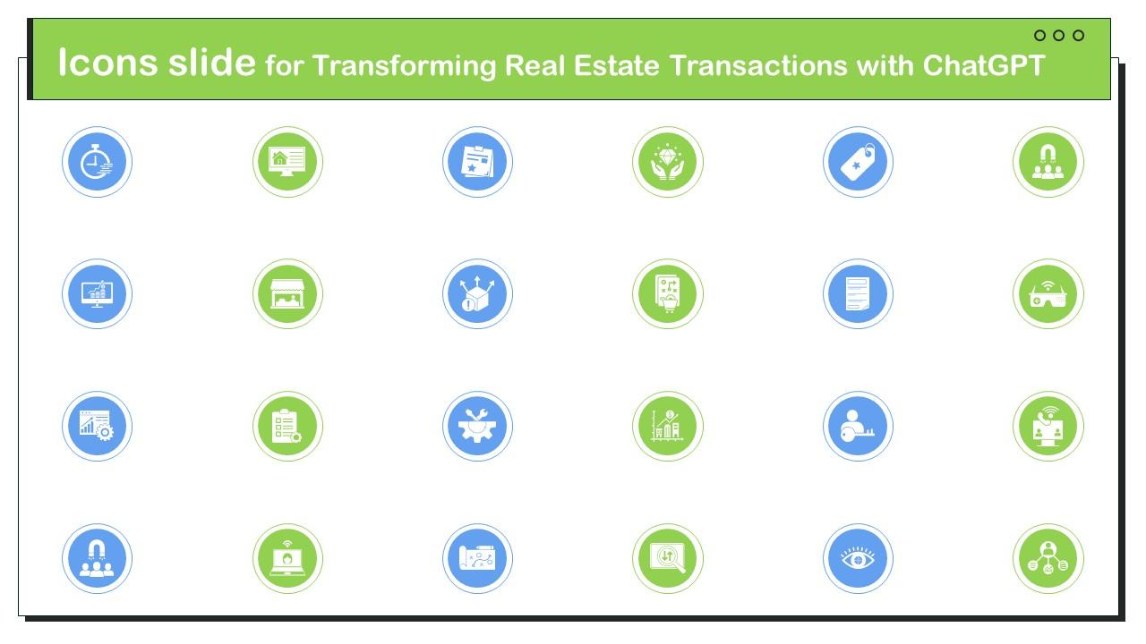 Icons Slide For Transforming Real Estate Transactions With ChatGPT SS V