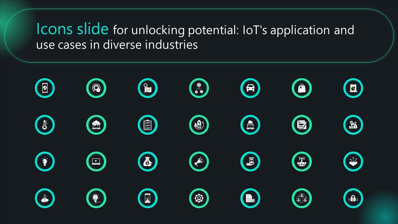 Icons Slide For Unlocking Potential IoTs Application And Use Cases In Diverse Industries IoT SS V