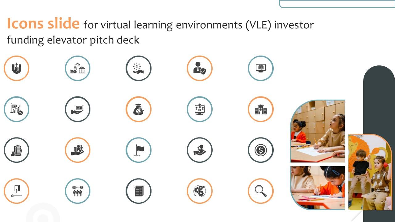 Icons Slide For Virtual Learning Environments VLE Investor Funding Elevator Pitch Deck