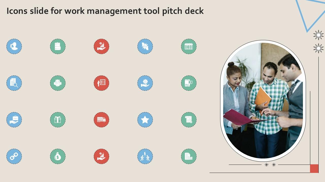 Icons Slide For Work Management Tool Pitch Deck